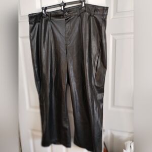 Plus Size Old Navy Black Faux Leather Wide Leg Capris